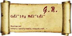 Gálfy Máté névjegykártya